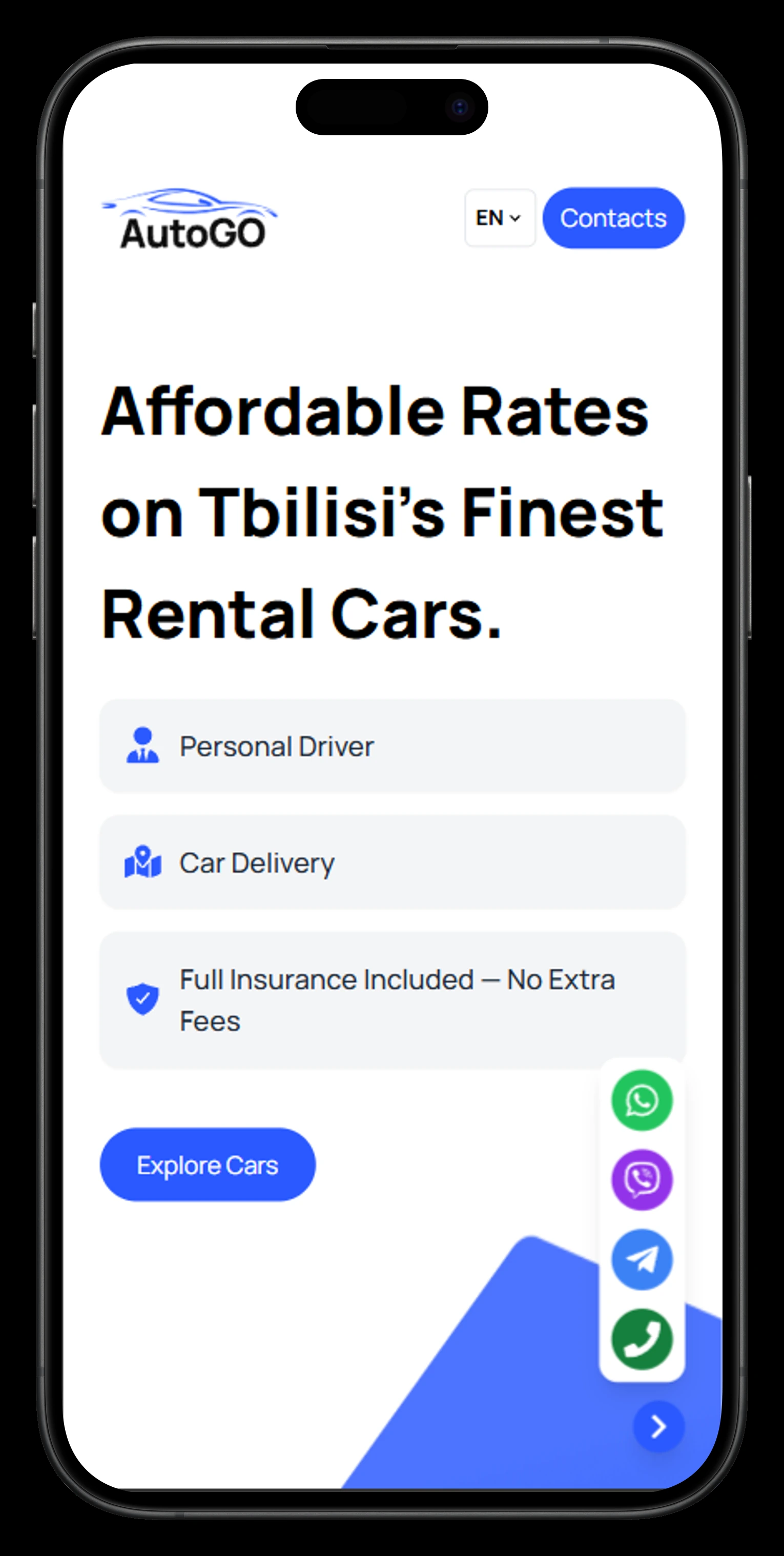 AutoGO Tbilisi — Homepage — mobile